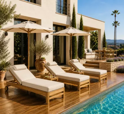 Bain de soleil teck California Azur Lounge