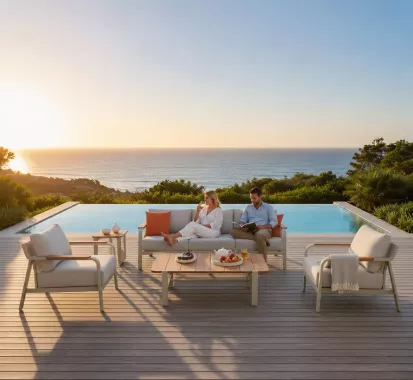 SALON DE JARDIN ALUMINIUM TECK 5 PLACES - VALENCIA