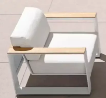 Fauteuil salon de Jardin Cambusa Blanc – Design Claudio Bellini | Aluminium & Teck | Caribbean Patio Antilles