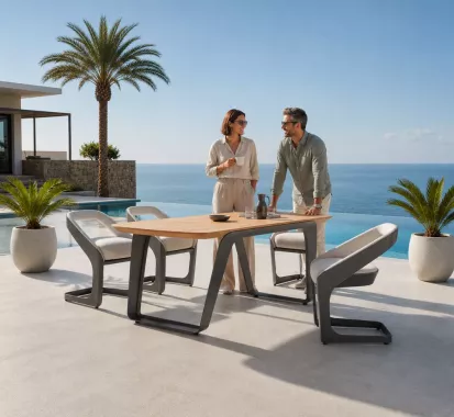 ENSEMBLE TABLE AVEC 8 FAUTEUIL LUXE PININFARINA