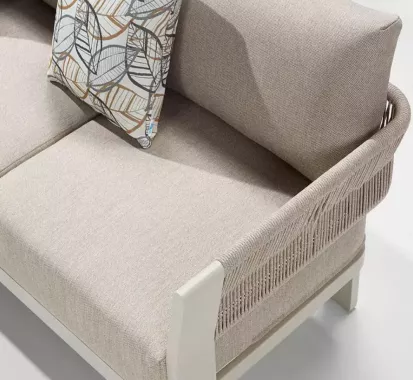 Salon BORROMEO – Design Claudio Bellini, mobilier extérieur haut de gamme en teck, aluminium et corde | Caribbean Patio Antilles