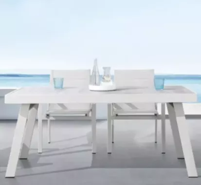 ENSEMBLE TOUT ALU TABLE & 6 CHAISES ACCOUDOIR TECK DESIGN - NOFI 2.0