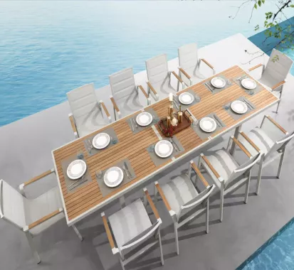 ENSEMBLE GRANDE TABLE EXTENSIBLE & 10 CHAISES - NOFI 2.0