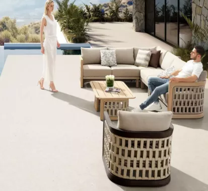 ENSEMBLE SALON CANAPE ANGLE TECK - RIVA CLAUDIO BELLINI