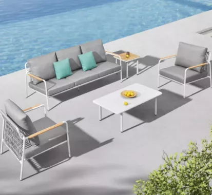 Salon de jardin 5 places aluminium Patio design italien by Claudio Bellini – Mobilier Martinique, Guadeloupe