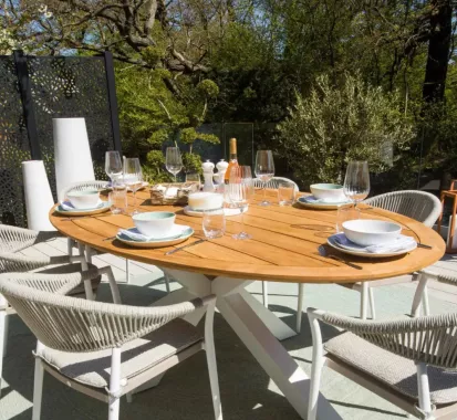 Chaise extérieure aluminium corde Matera | Caribbean Patio Martinique & Guadeloupe