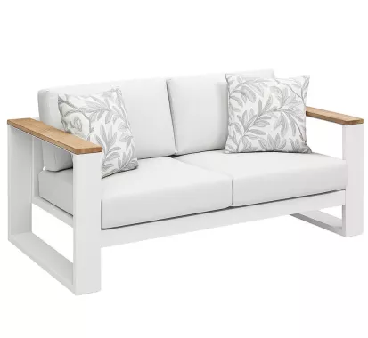 Salon de Jardin Cambusa Blanc 4 Places – Design Claudio Bellini | Aluminium & Teck | Caribbean Patio Antilles