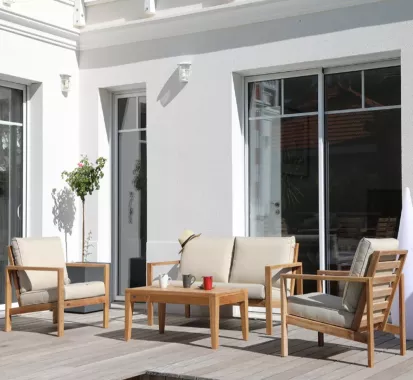 SALON DE JARDIN TECK MASSIF MEDICIS FRANCE