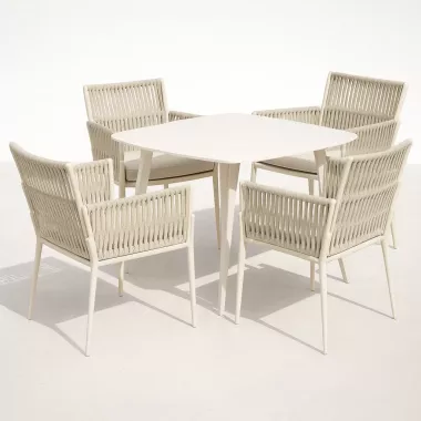 ENSEMBLE TABLE DE JARDIN & 4 FAUTEUILS - HASTIA