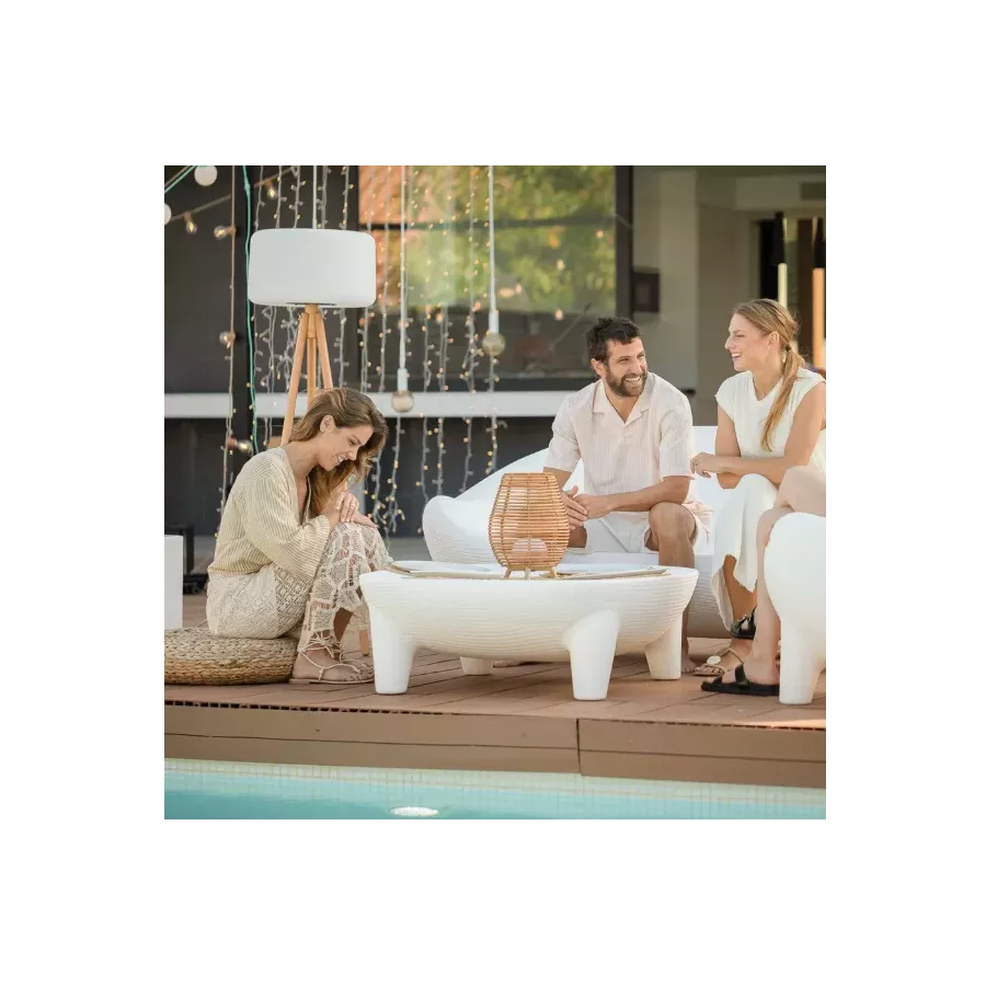 GRANDE LAMPE SOLAIRE BLANC PIED BOIS