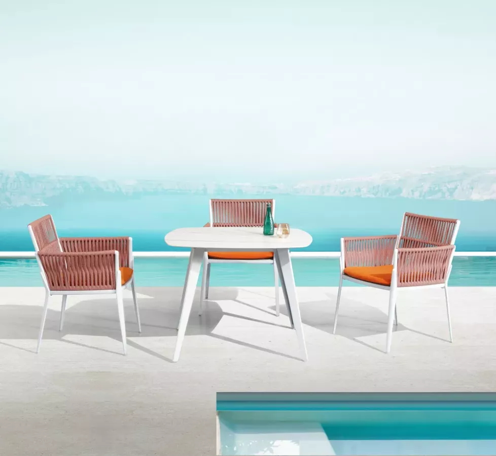 ENSEMBLE TABLE DE JARDIN & 4 FAUTEUILS - HASTIA