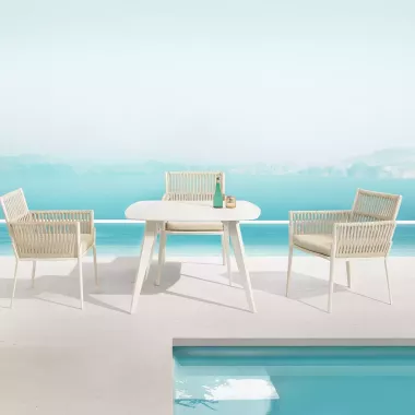 Ensemble jardin HASTIA 4 fauteuils aluminium céramique Antibes Cannes Nice Monaco