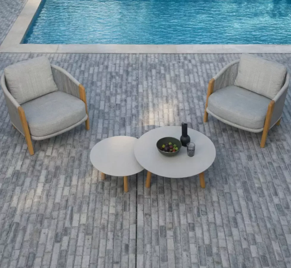 DUO TABLES BASSES TECK ALUMINIUM - EVIA DESIGN