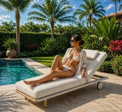 bain de soleil aluminium finition teck premium